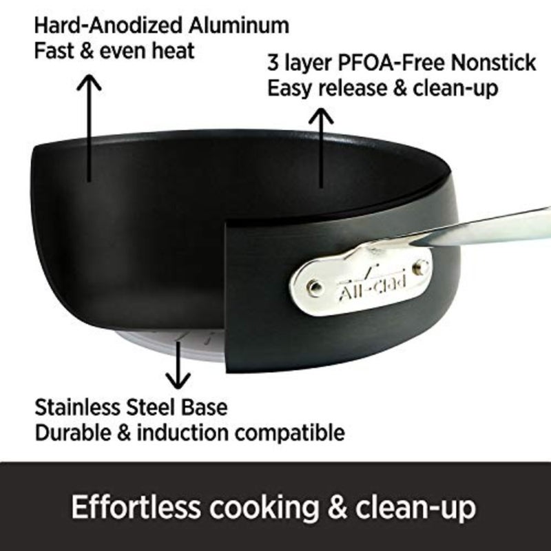 E7852664 HA1 Hard Anodized Nonstick Dishwasher Safe PFOA Free Sauce Pan Cookware 3.5 quart Black 2100090548 - Image 2