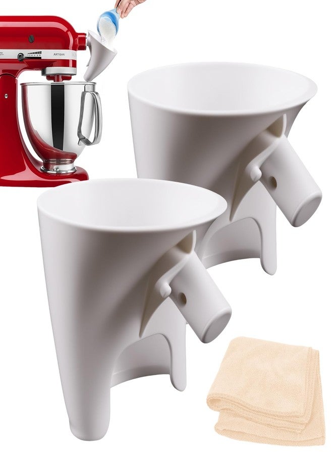 SEILETOO 2PCS Flour Funnel for Kitchen Aid Mixer, Flour Funnel for Stand Mixer, Fits KSM150 4.5-5 Quart Tilt-Head Mixers, Kitchenaid Dry Ingredient Attachment, for Flour, Sugar, and Egg Liquid, Prevents Spills - Image 1