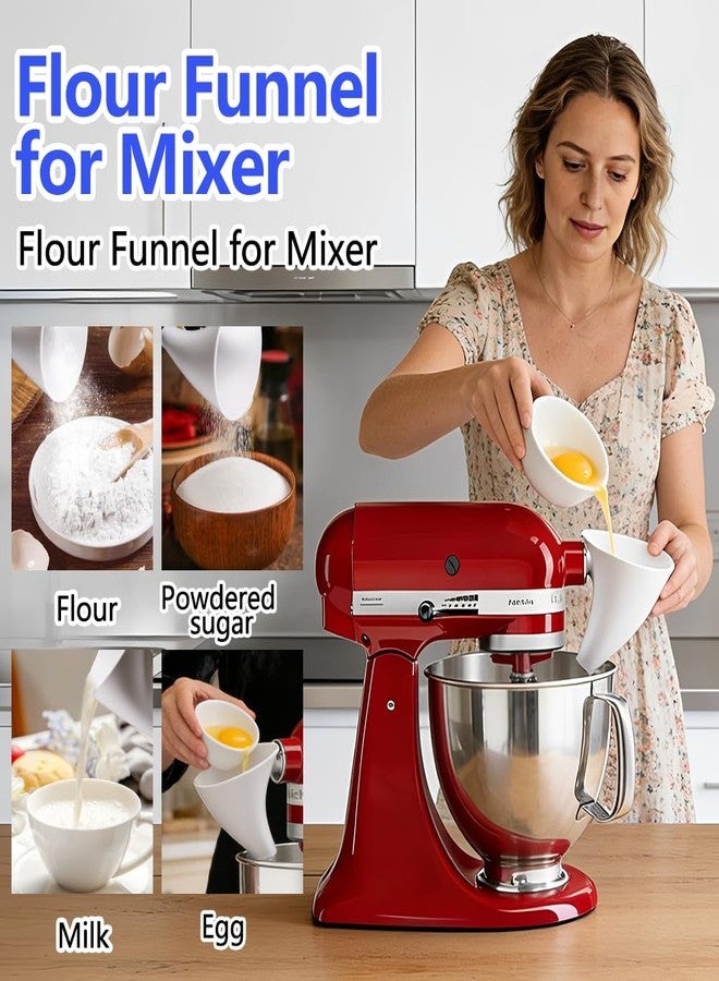 SEILETOO 2PCS Flour Funnel for Kitchen Aid Mixer, Flour Funnel for Stand Mixer, Fits KSM150 4.5-5 Quart Tilt-Head Mixers, Kitchenaid Dry Ingredient Attachment, for Flour, Sugar, and Egg Liquid, Prevents Spills - Image 3