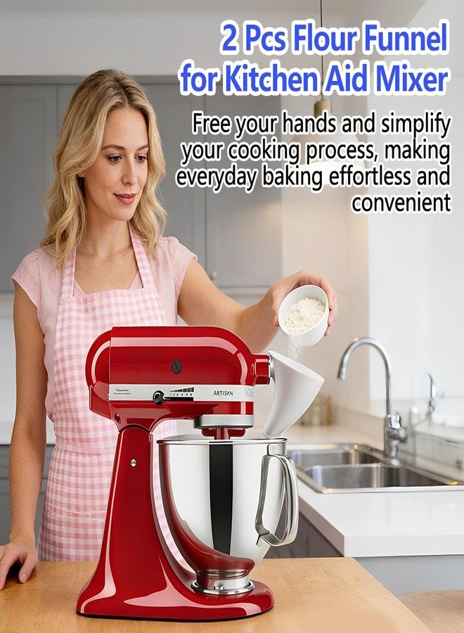 SEILETOO 2PCS Flour Funnel for Kitchen Aid Mixer, Flour Funnel for Stand Mixer, Fits KSM150 4.5-5 Quart Tilt-Head Mixers, Kitchenaid Dry Ingredient Attachment, for Flour, Sugar, and Egg Liquid, Prevents Spills - Image 4
