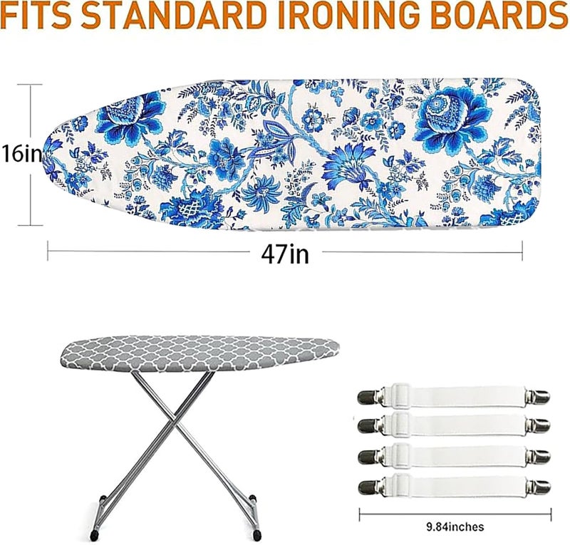 HIHIDAY Ironing Board Cover with 5mm Foam 4 Elastic Fasteners 110x30CM 100% Cotton Material, Thick foam Pad Heat Resistant Non Slip Foldable Design Durable stain Resistant iron table cover (110*30CM) - Image 2