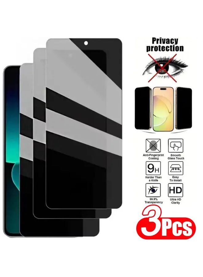 3Pcs Privacy Tempered Glass Screen Protector Anti Peeping For Redmi 12 Smooth Surface - Image 1