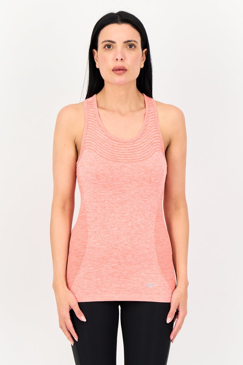 Nike Women Dri Fit Sleeveless Running Tank Top, Dark Peach - Image 1