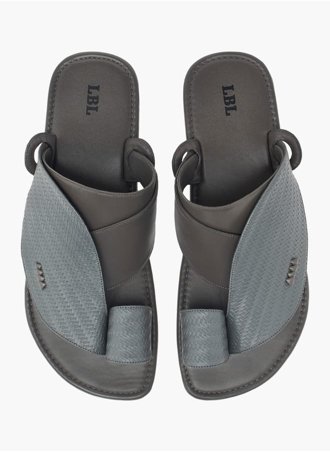 LBL by Shoexpress Men Textured Slip-On Arabic Sandals with Toe Loop Detail Ramadan Collection  - Image 1
