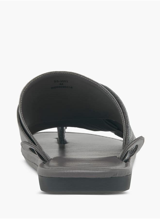 LBL by Shoexpress Men Textured Slip-On Arabic Sandals with Toe Loop Detail Ramadan Collection  - Image 4