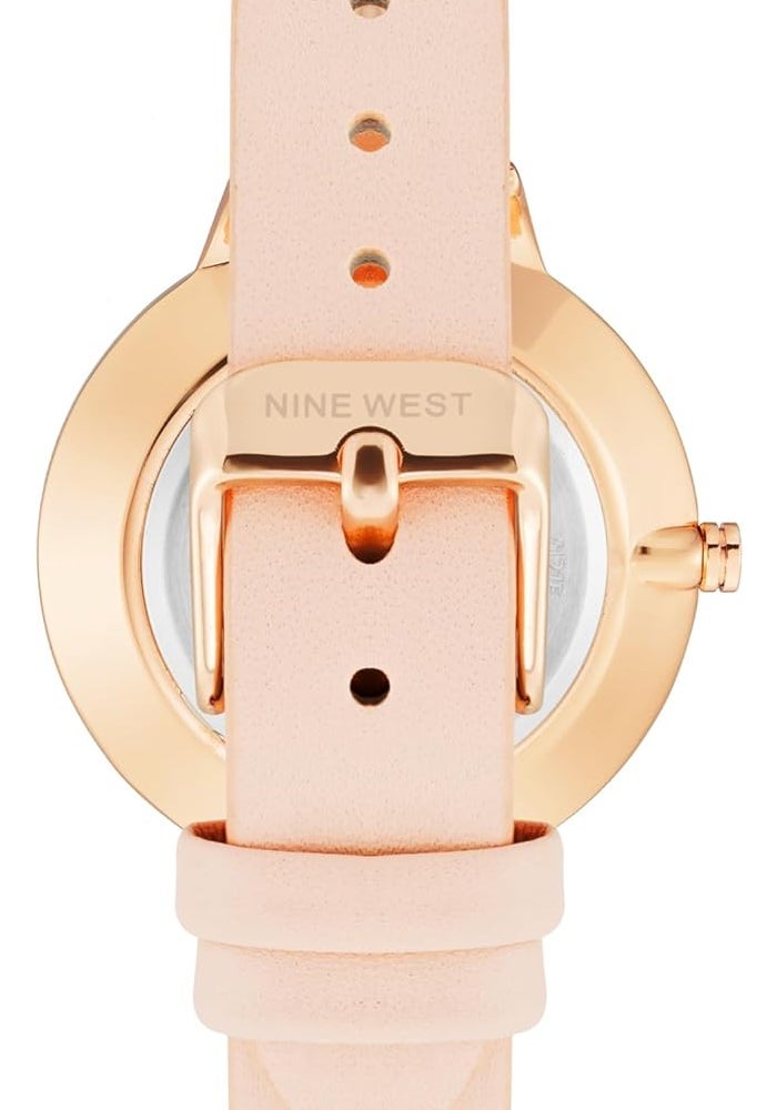 NINE WEST Women's Floral Dial Strap Watch - Pink/Rose Gold - Image 3