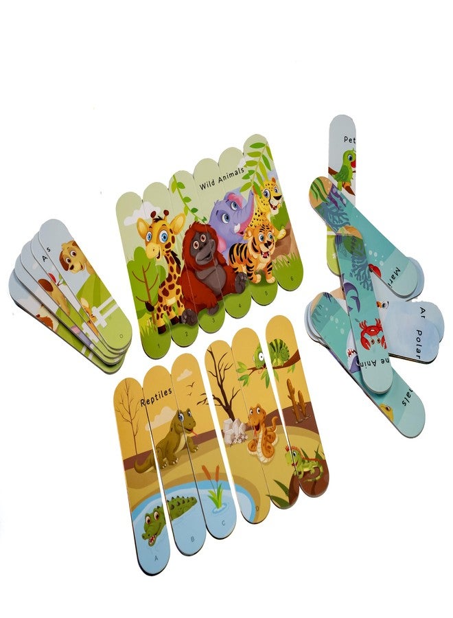 THE BOOK TREE Animal Kingdom Stick Puzzle | 24pcs Double-Sided Cardboard Puzzles | 8 Fun Animal-Themed Puzzles for Learning & Play | Develops Focus & Problem-Solving Skills | Ideal for Ages 3+ - Image 4