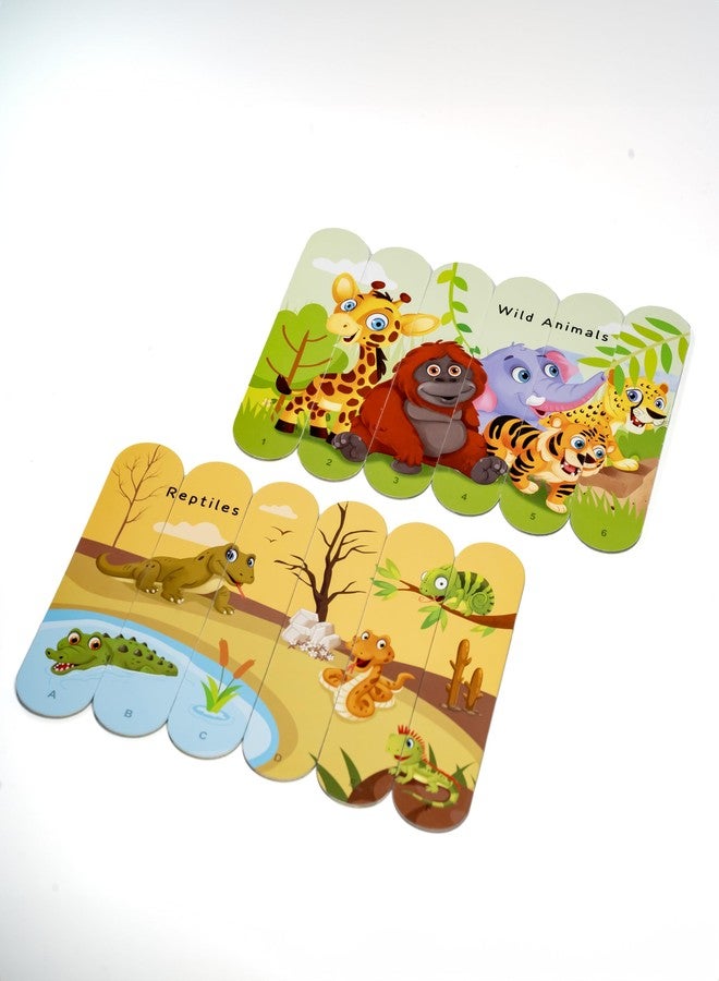 THE BOOK TREE Animal Kingdom Stick Puzzle | 24pcs Double-Sided Cardboard Puzzles | 8 Fun Animal-Themed Puzzles for Learning & Play | Develops Focus & Problem-Solving Skills | Ideal for Ages 3+ - Image 2