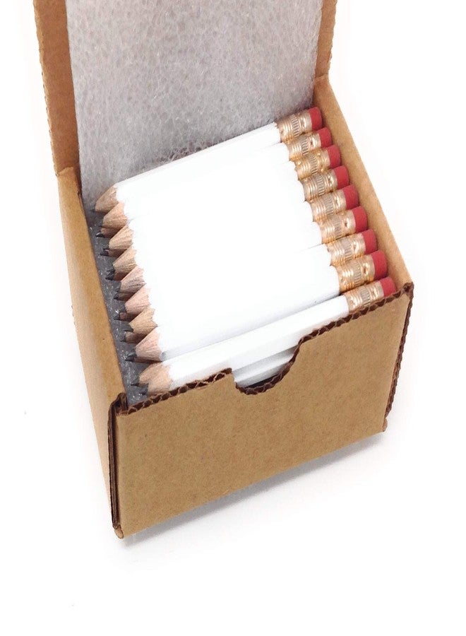 Express Pencils Half Pencils with Eraser - Golf, Classroom, Pew, Short, Mini, Non Toxic- Hexagon, Sharpened, #2 Pencil, Color - White, Box of 72, Pocket PencilsTM - Image 1