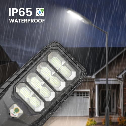hardoll 400W All in One Solar Street Light LED Outdoor Waterproof Motion Sensor Lamp for Home Garden 15000mah Battery Remote Controlled(ABS,Cool White-Pack of 1) Battery Replaceable - Image 3