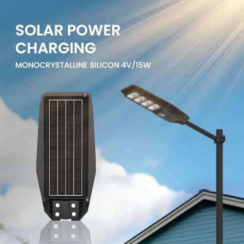 hardoll 400W All in One Solar Street Light LED Outdoor Waterproof Motion Sensor Lamp for Home Garden 15000mah Battery Remote Controlled(ABS,Cool White-Pack of 1) Battery Replaceable - Image 2