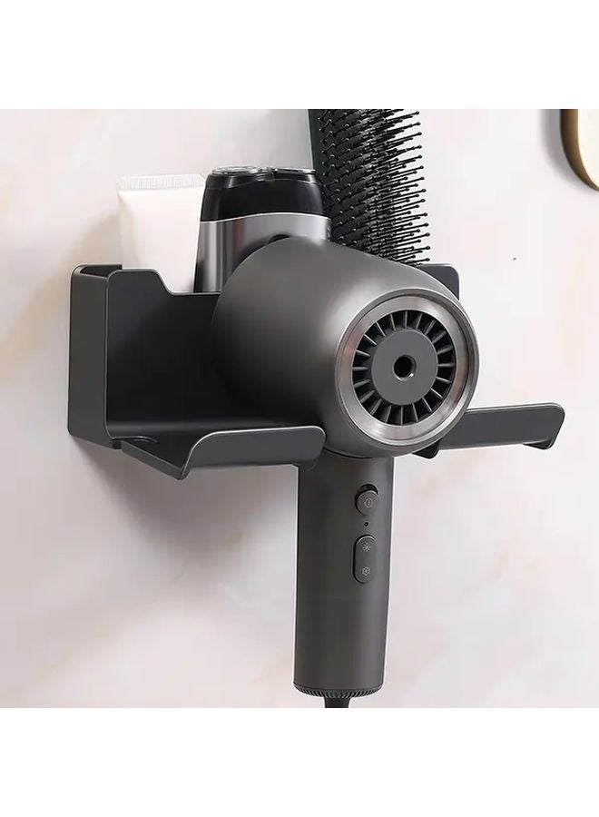 Wall Mounted Hair Dryer Holder Storage Rack Black Hands Free Bathroom Organizer - Image 2