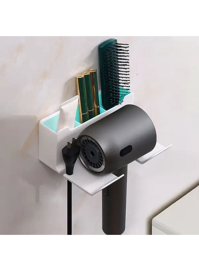 Wall Mounted Hair Dryer Holder Storage Rack Black Hands Free Bathroom Organizer - Image 5