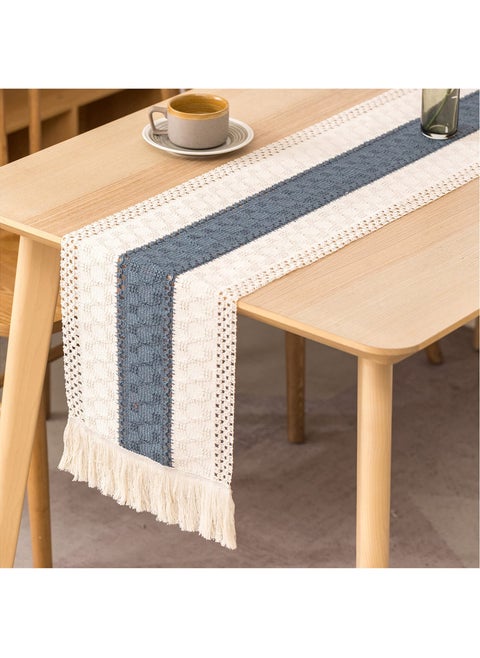 Tablecloth - Table Runner with Tassels Cotton Hessian, Splicing Cotton Linen Table Runners, Soft Table Runner for Festive Wedding Table Decoration Beige 12*70.9inch