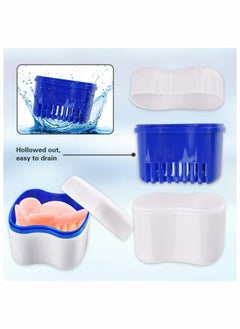 Excefore Denture Bath Case, Denture Cups Container with Basket Denture Holder 2 Pack (Blue, Red)  - Image 4