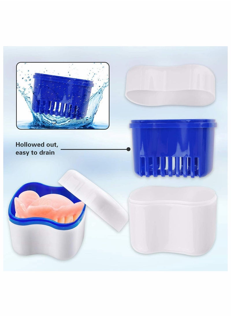 Excefore Denture Bath Case, Denture Cups Container with Basket Denture Holder 2 Pack (Blue, Red)  - Image 4