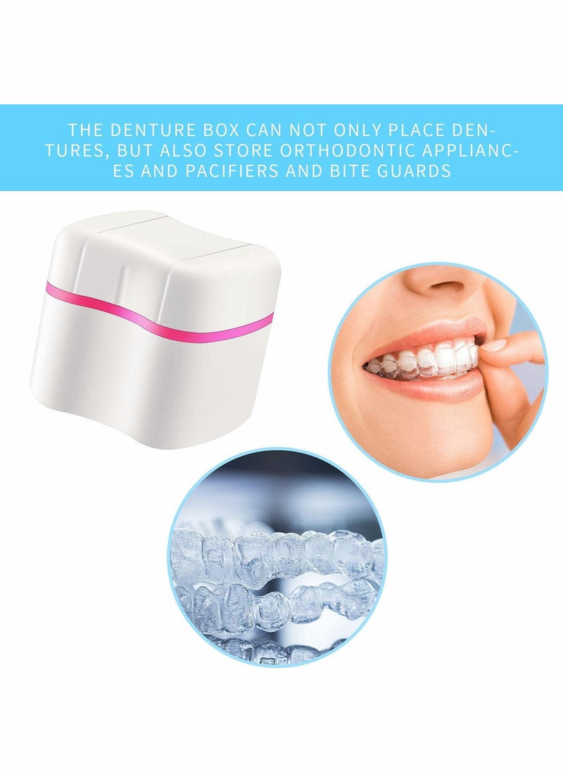 Excefore Denture Bath Case, Denture Cups Container with Basket Denture Holder 2 Pack (Blue, Red)  - Image 5