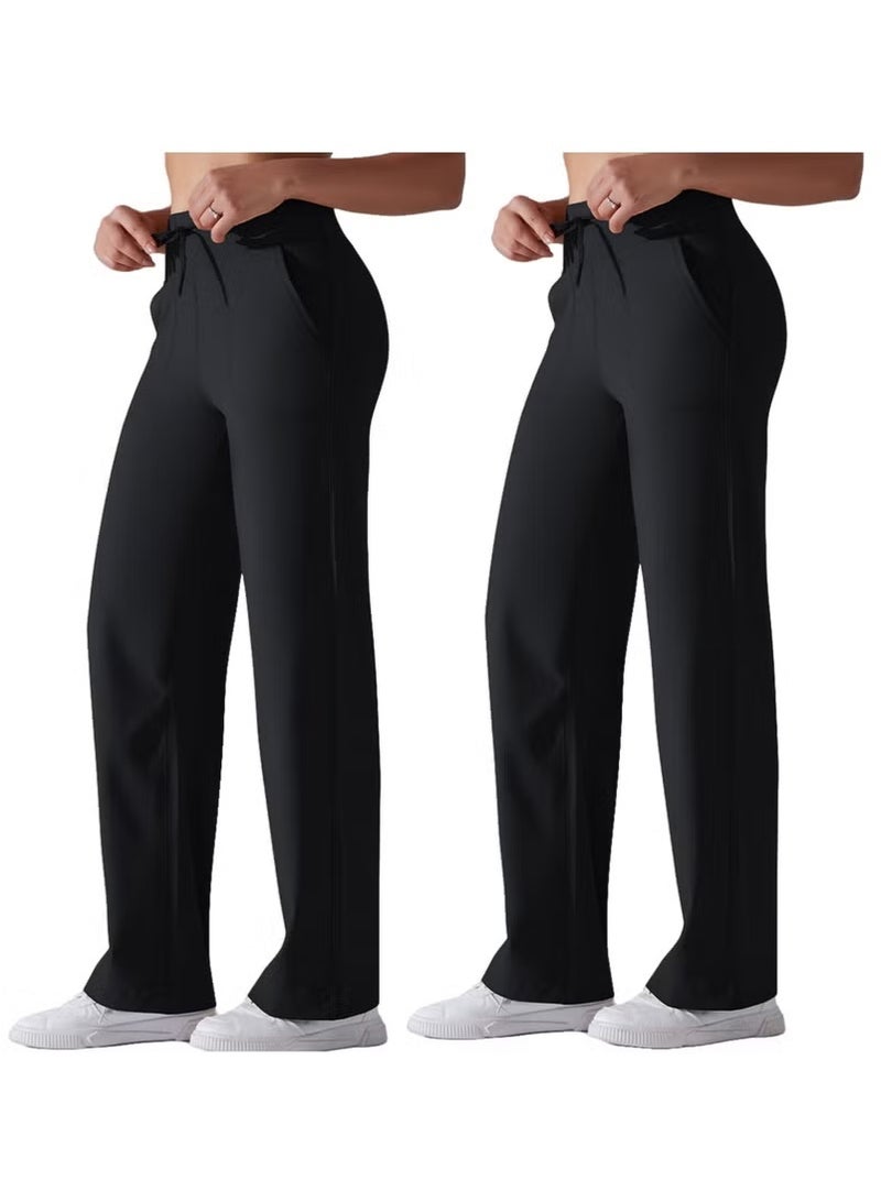 RedMapleTEK Breathable Loose Fit High Waist Pocket Nine Points Casual Jogging Yoga Pants 2 Pieces - Image 1