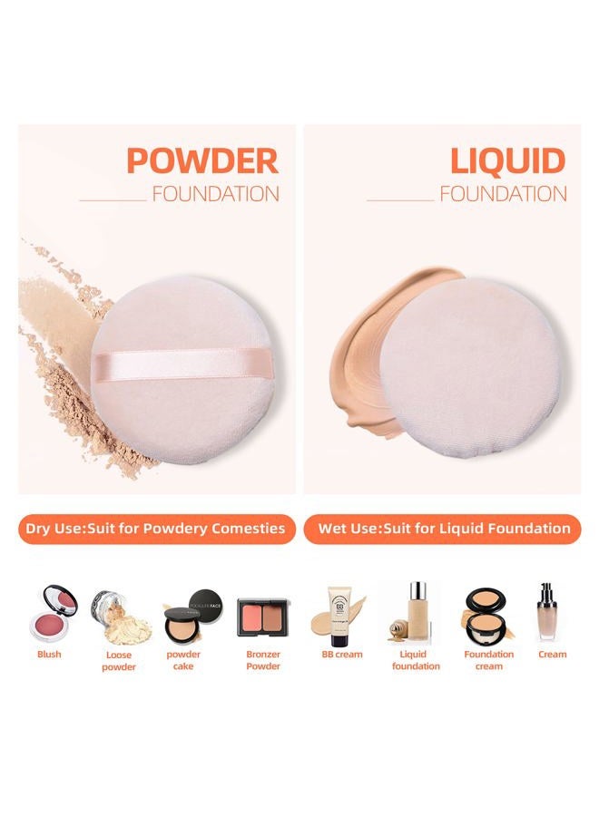 PURE rojozor Pure Cotton Powder Puff,Puff, for Powder Foundation, 3.15 inch Normal Size, with Strap, Blending for Loose Powder Mineral Powder Body Powder, 10 Pieces - Image 2
