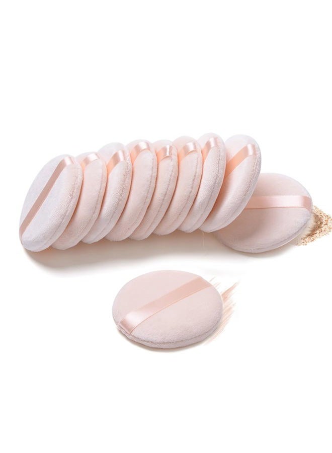 PURE rojozor Pure Cotton Powder Puff,Puff, for Powder Foundation, 3.15 inch Normal Size, with Strap, Blending for Loose Powder Mineral Powder Body Powder, 10 Pieces - Image 1