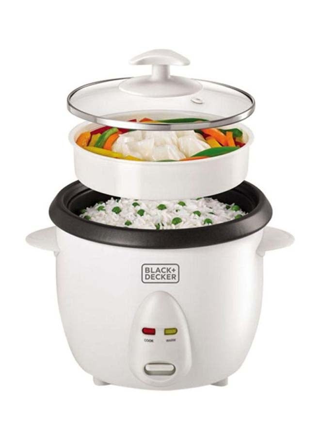 BLACK+DECKER Rice Cooker, Removable Nonstick Bowl, Steaming Tray, Glass Lid, Cool-Touch Design, Auto Warm Function, Water Level Indicator, Quick Meals, 220-240V, 1 L 400 W RC1050-B5 White - Image 4