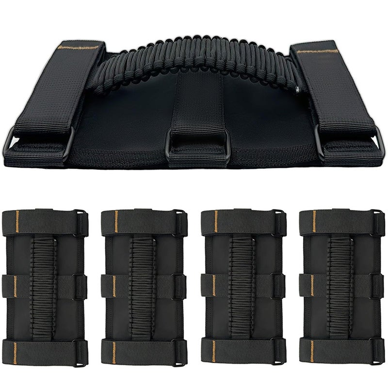 KKIKK Jeep Roll Bar Grab Handles 4 Pack Paraocrd Jeep Handles Grab for Wrangler JK YJ TJ JL Gladiator JT 2021 2022 2023 2024 Modle Wrangler Hardware Handles Black