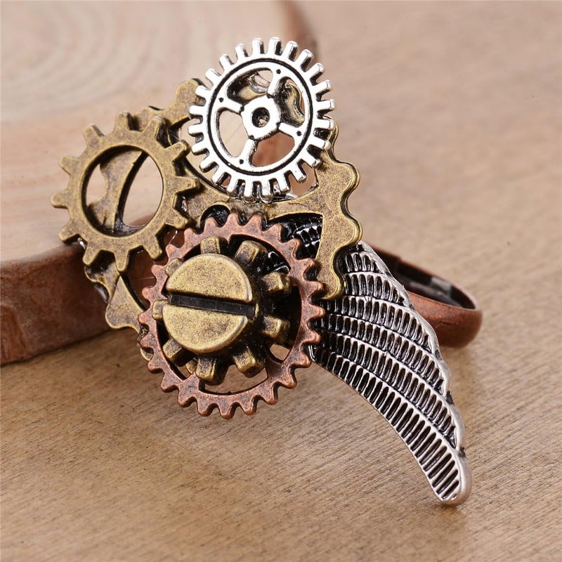 كلاراكو قطعتان من حلقات تروس ساعات ستيمبانك قابلة للتعديل بتصميم عتيق للرجال والنساء - Image 2