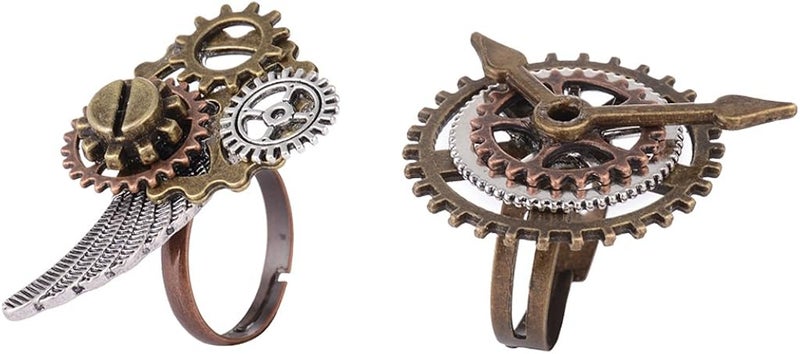 كلاراكو قطعتان من حلقات تروس ساعات ستيمبانك قابلة للتعديل بتصميم عتيق للرجال والنساء - Image 3