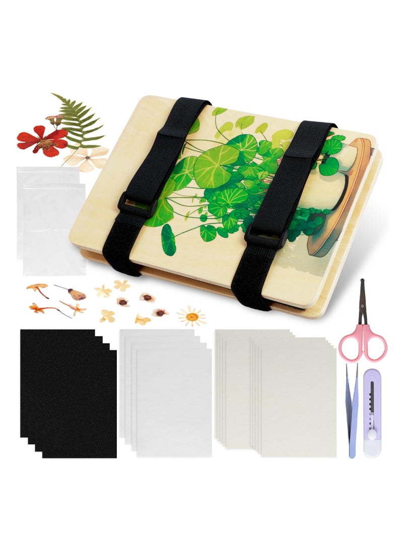 SYOSI - Wood Flower Leaf Plant Press Kit, Complete Flower Preservation Kit, Press DIY Leaf Pressing Kit, Flower Pressing Kit for Flower Plant Preservation Crafts, Great Gift for Creative Plant Lovers - Image 1