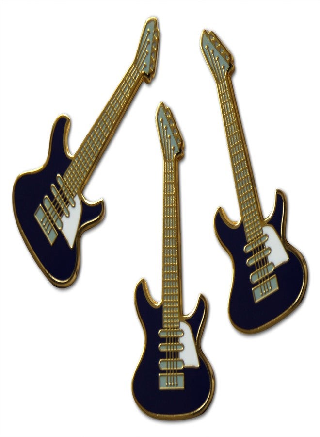 Novel Merk Guitar Player Pride Lapel Pin, Hat Pin & Tie Tack Set with Clutch Back (3-Blue Guitar) - Image 1