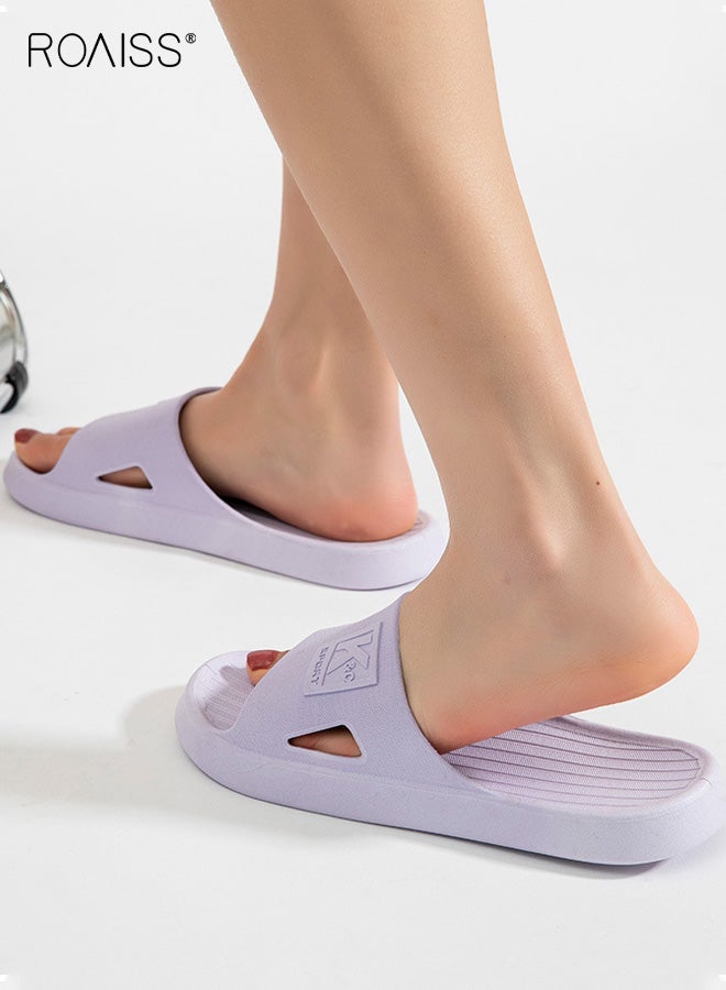 رويس نعال مضادة للانزلاق، نعال حمام ناعمة وجيدة التهوية، أحذية منزلية للجنسين، للاستخدام الداخلي والخارجي، نعال ناعمة متينة من مادة البولي فينيل كلوريد الماصة للصدمات، لون أرجواني - Image 3