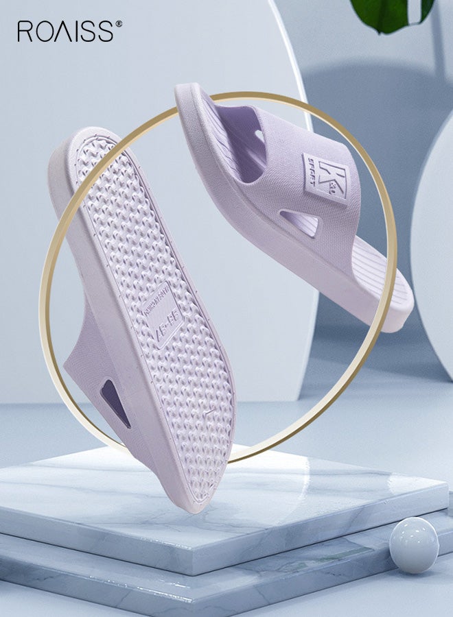 رويس نعال مضادة للانزلاق، نعال حمام ناعمة وجيدة التهوية، أحذية منزلية للجنسين، للاستخدام الداخلي والخارجي، نعال ناعمة متينة من مادة البولي فينيل كلوريد الماصة للصدمات، لون أرجواني - Image 2