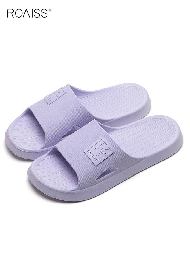 roaiss Anti-slip Slippers, Soft Breathable Bathroom Slippers, Unisex Couple's Home Shoes, Indoor/Outdoor Wear Soft-Soled Durable Shock-Absorbing PVC Flip-Flops, Purple - Image 2