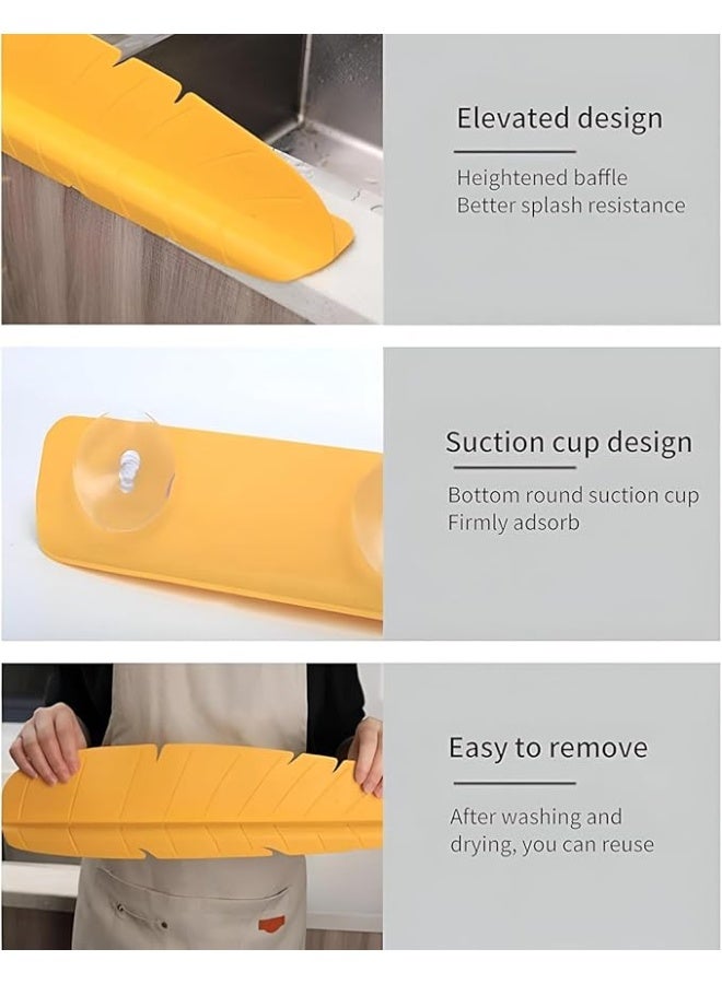 Sink Splash Guard Leaf Silicone Water Backsplash Faucet Shield Kitchen Bathroom Anti Splash Barrier Dish Washing Baffle Board Suction Cups Retaining Plate Counter Protection Accessory Green - Image 3