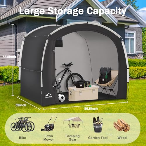 Azaeahom Bike Storage Shed Tent, Outdoor Bicycle Storage Shed, Waterproof Portable Bike Covers Shelter, 7.2x4.9x6.1ft Large Garage Tent for Motorcycle, Garden Tools, Lawn Mower - Image 2