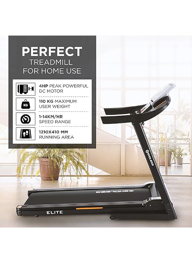 ENDLESS  Elite Treadmill for Home Use - 4HP Peak DC Motor|110 kg Max Weight| Max Speed 14Km/hr| 410mm Area|Speakers|Foldable with manual Incline  - Image 4