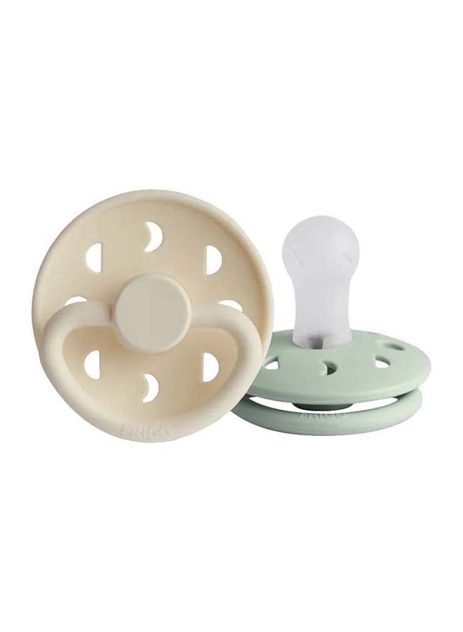 FRIGG Moon Phase Silicone Baby Pacifier 0-6M 2-Pack Cream/Sage - Sage 1 - Image 1
