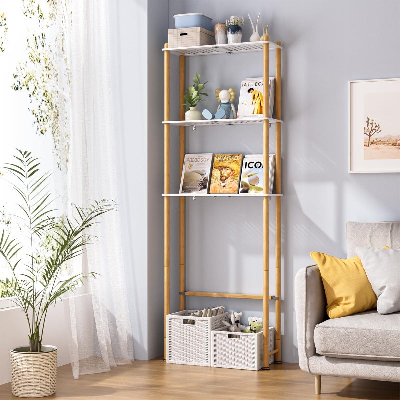 AmazerBath Over The Toilet Storage Bamboo, Bathroom Storage Organizer Shelf, 3-Tier Above Toilet Storage Rack, Space Saver, White and Natural Color - Image 5