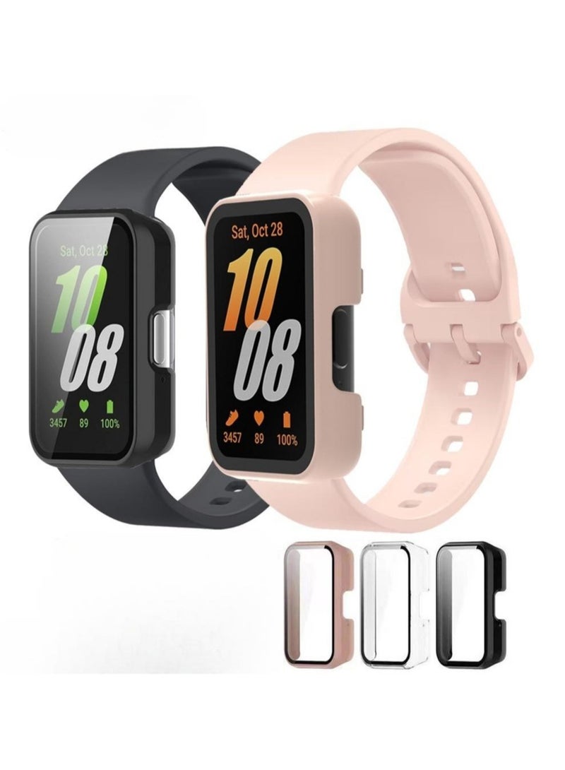 Suitable For Samsung Galaxy Fit 3 PC + Tempered Film Protective Case  3-Pieces (Clear, Pink, Black)  - Image 2