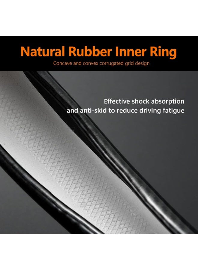 غطاء عجلة القيادة القابل للتنفس للسيارة، غلاف عجلة القيادة المقاوم للتآكل، واقي عجلة القيادة غير قابل للانزلاق من ألياف الكربون، مجموعة عجلة قيادة عالمية لجميع الفصول (دائري باللون الأسود) - Image 5