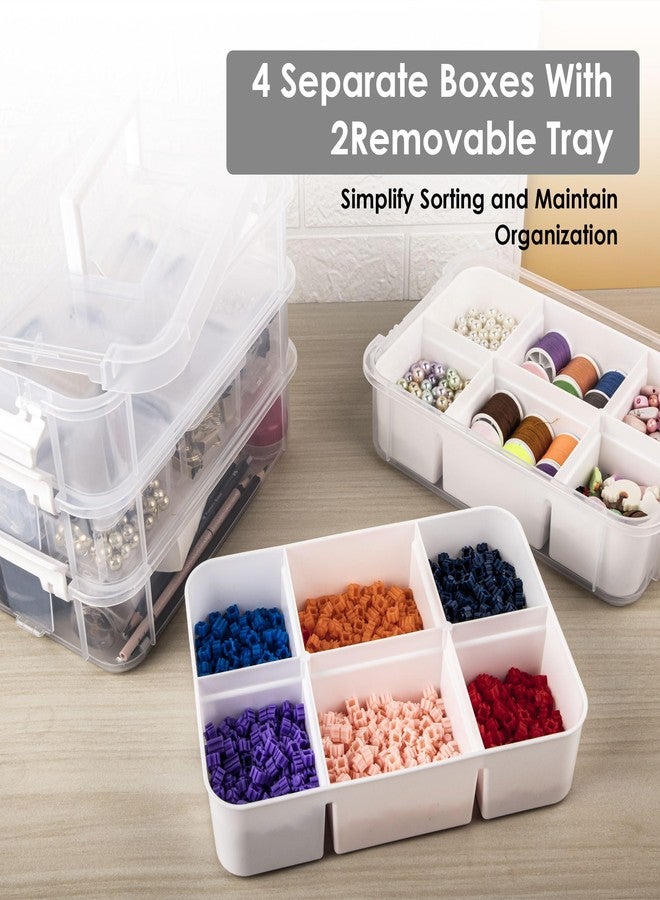CraftGenes Plastic Storage Bins - 4-Layer Durable Storage Containers for Arts and Crafts Supplies with 2 Removable Trays for Seasonal Decor, Tool, Office Supplies, Art, Craft Supplies, Sewing Utility - Image 2