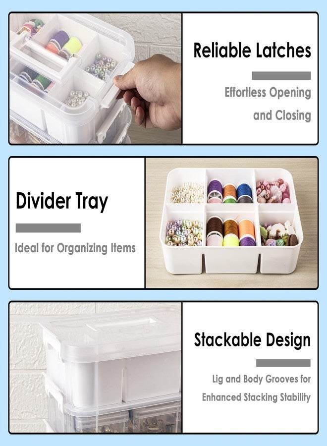 CraftGenes Plastic Storage Bins - 4-Layer Durable Storage Containers for Arts and Crafts Supplies with 2 Removable Trays for Seasonal Decor, Tool, Office Supplies, Art, Craft Supplies, Sewing Utility - Image 4