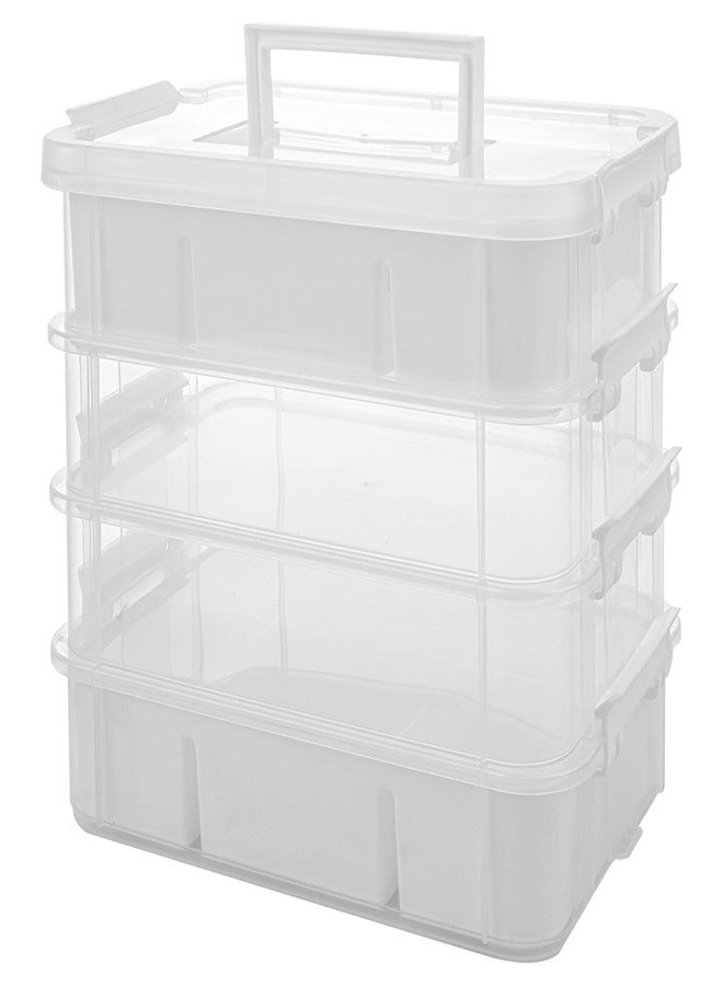 CraftGenes Plastic Storage Bins - 4-Layer Durable Storage Containers for Arts and Crafts Supplies with 2 Removable Trays for Seasonal Decor, Tool, Office Supplies, Art, Craft Supplies, Sewing Utility - Image 1