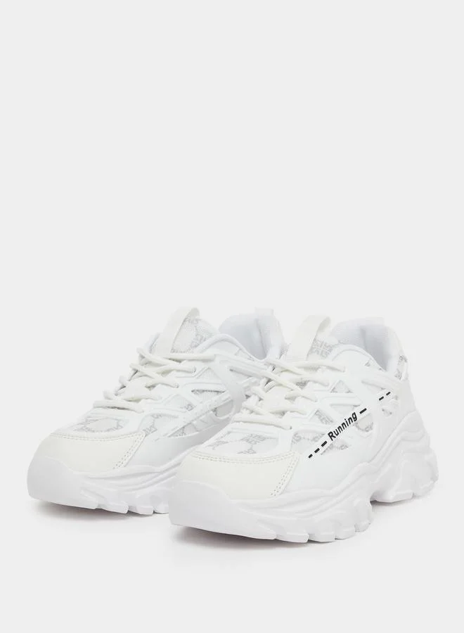 Styli Styli Textured Chunky Sole Lace Up Sneakers