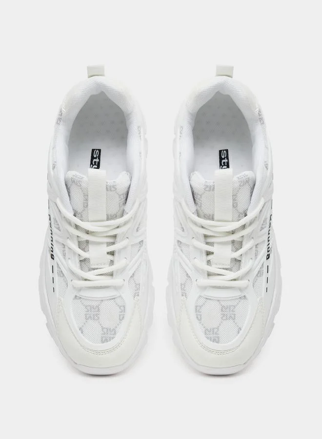 Styli Styli Textured Chunky Sole Lace Up Sneakers