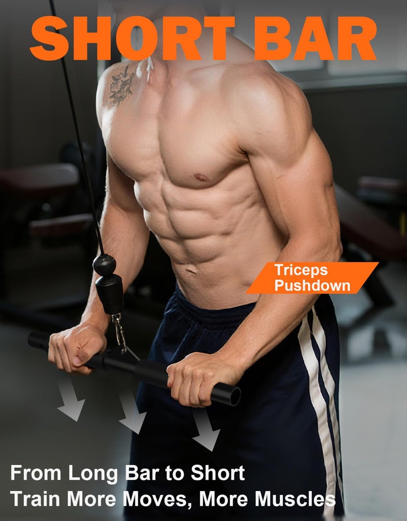 Fitarc بار سحب لاتي 40 بوصة من فيتارك، قبضة غير قابلة للانزلاق بطول كامل، ملحقات بار سحب لاتي لآلة كابل البكرة، تدعم القبضة الضيقة والواسعة - Image 5