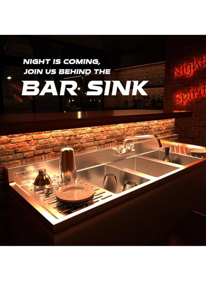 DuraSteel 3 Compartment Stainless Steel Bar Sink with 10" L x 14" W x 10" D Bowl - Underbar Basin - NSF Certified - Double Drainboard, Faucet Included (Restaurant, Kitchen, Hotel, Bar) - Image 4