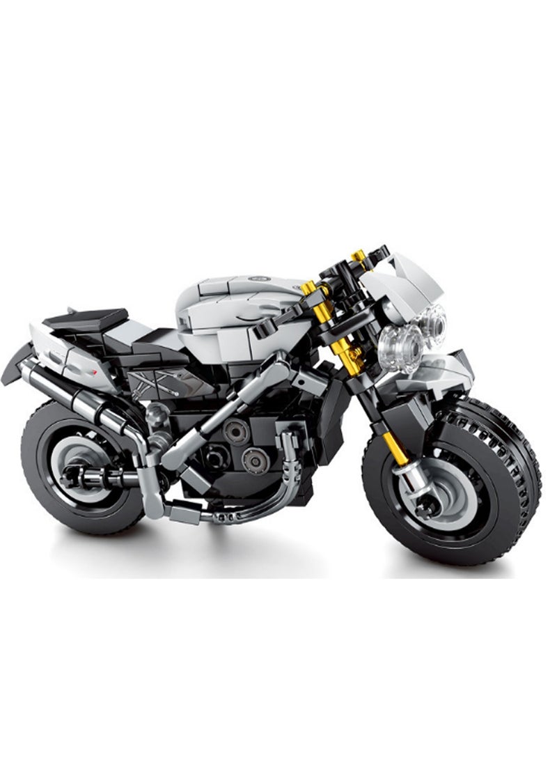 235pcs Grey And Black Retro Motorcycle Building Toy Set; Build A Motorcycle Gift For Kids Aged 8+ Who Love Fast-Paced Vehicle Action - Image 1