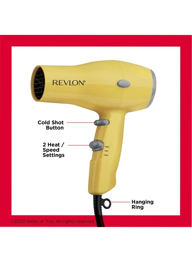 Revlon Compact Hair Dryer | 1875W Lightweight Design, Perfect for Travel, (Yellow) - Image 4