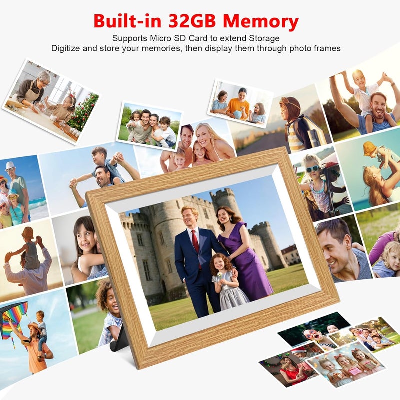 Akimart 32GB 10.1 Inch Digital Photo Frame 1280x800 IPS LCD Touch Screen,Smart WiFi Digital Picture Frame, Auto-Rotate Portrait and Landscape, Share Moments Instantly via Frameo App from Anywhere-Wood - Image 5